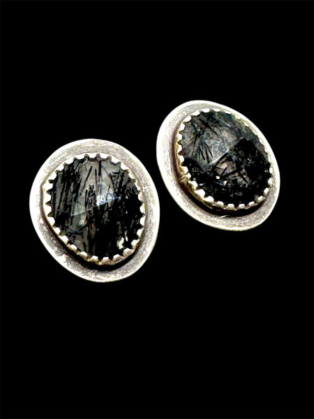 Tourmalinated quartz earring studs