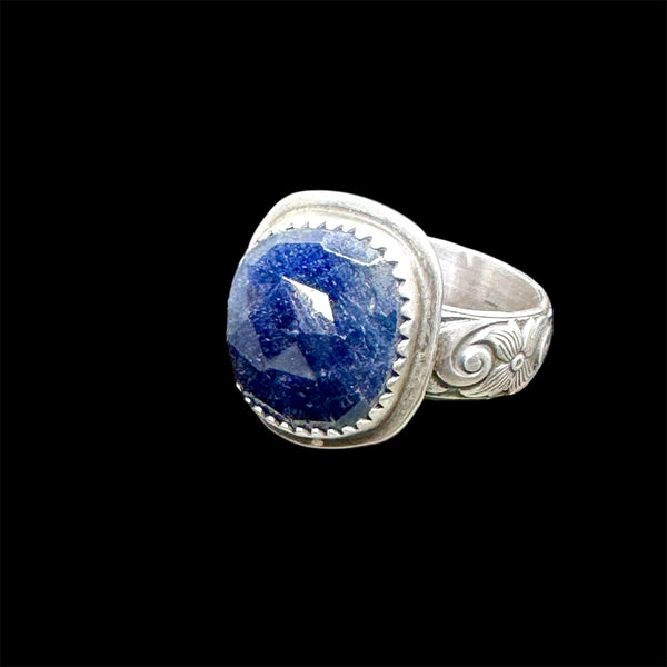 Blue sapphire and sterling ring