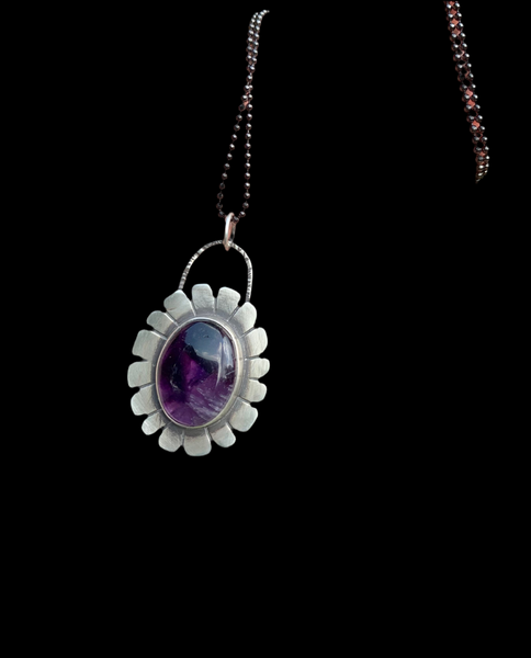 Amethyst and silver pendant