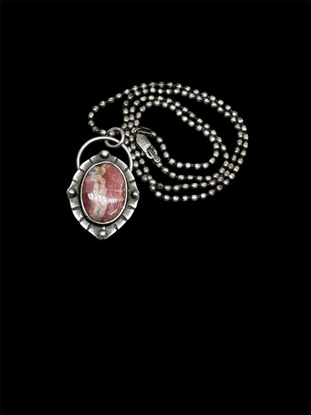 Rhodochrosite and sterling pendant