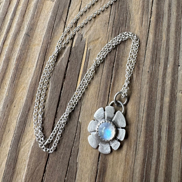 Tiny moonstone flower pendant