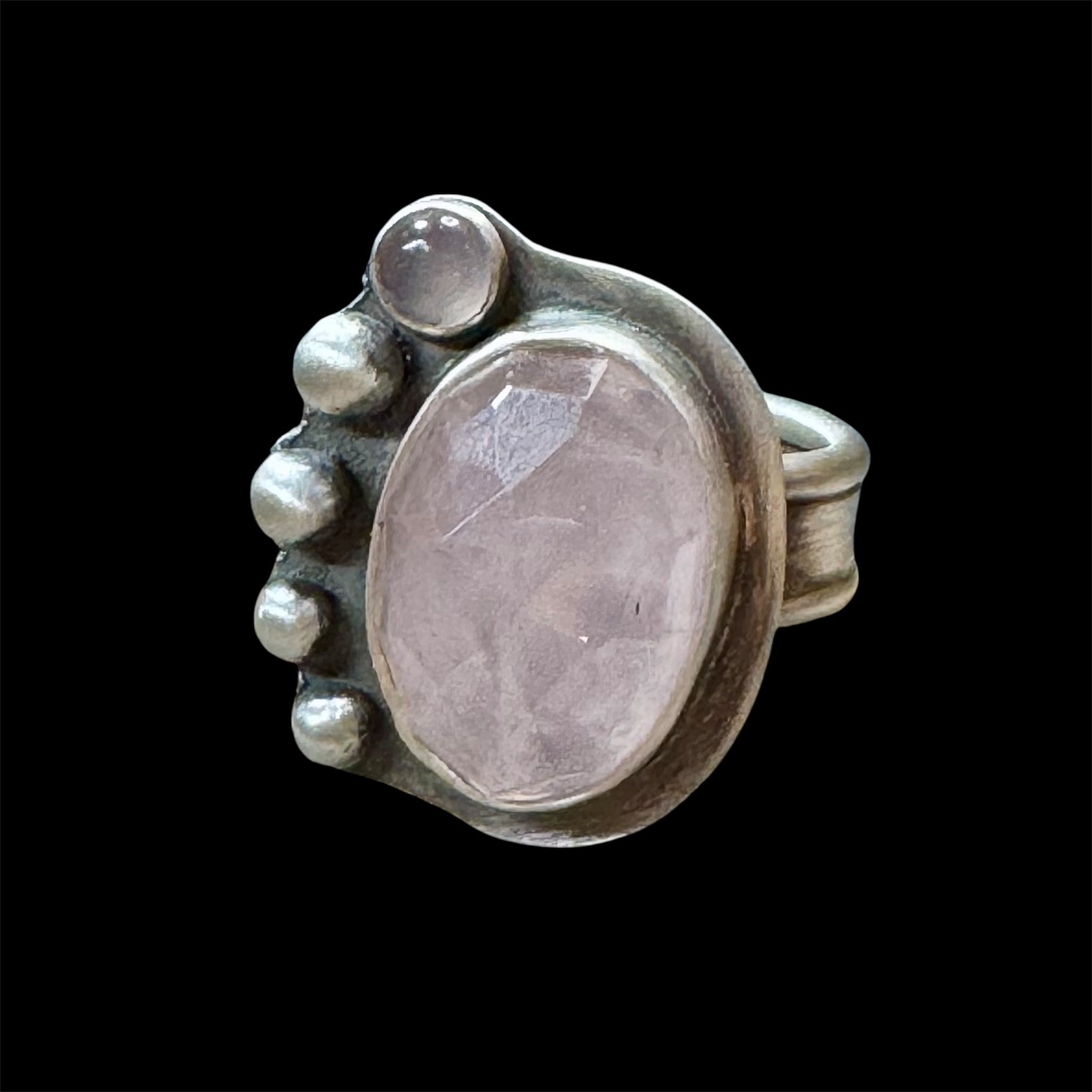 Rose quartz and silver ring