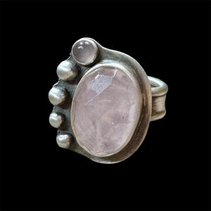 Rose quartz and silver ring