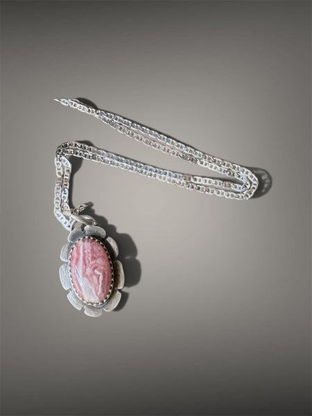 Rhodochrosite flower pendant