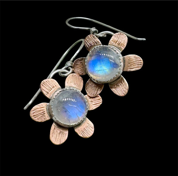 Moonstone and sterling dangle earrings
