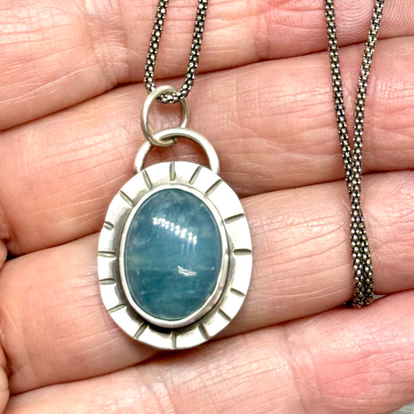 Aquamarine and sterling pendant