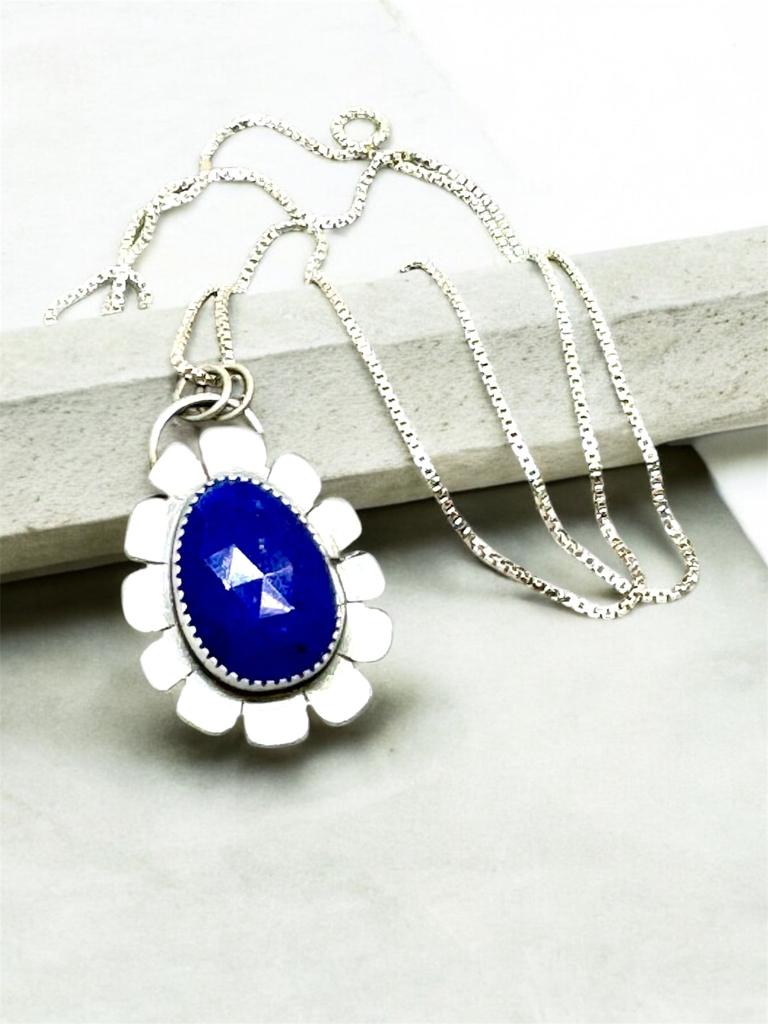 Lapis flower pendant