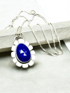 Lapis flower pendant