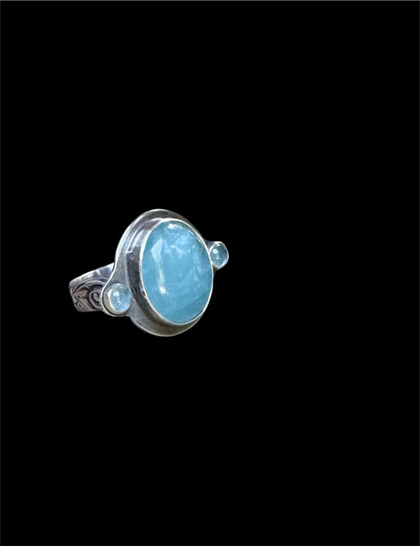 Aquamarine and silver ring