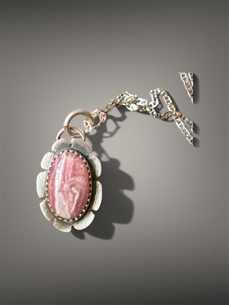 Rhodochrosite flower pendant