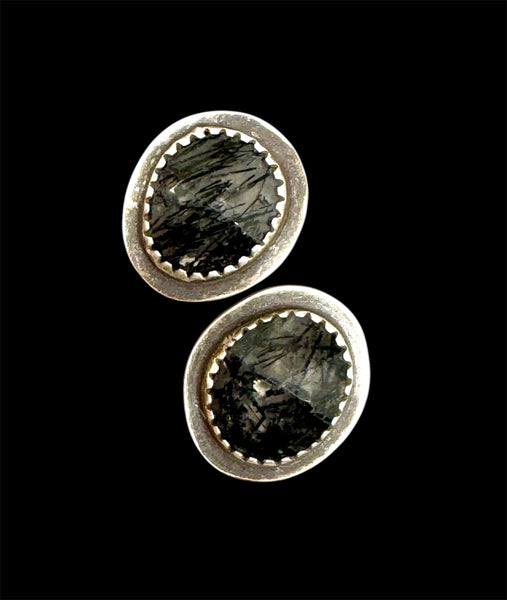 Tourmalinated quartz earring studs