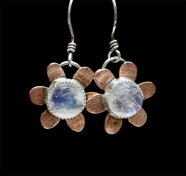 Moonstone and sterling dangle earrings