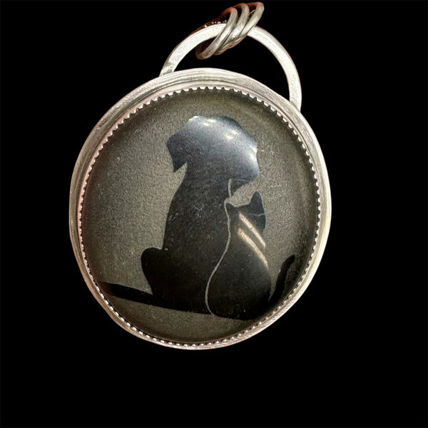 Etched Volconic rock silver pendant
