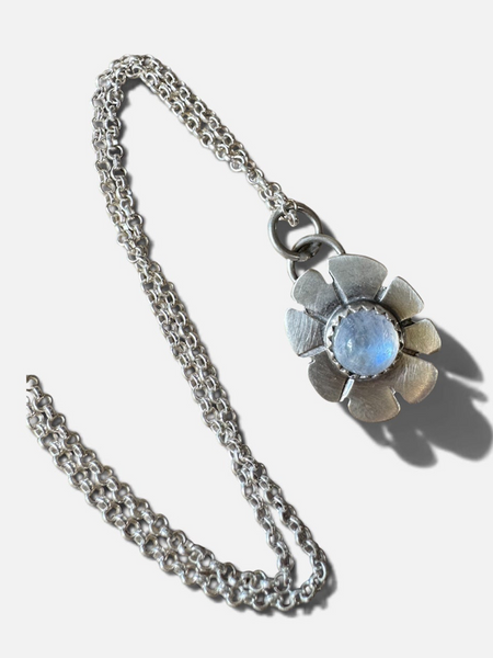 Tiny moonstone flower pendant
