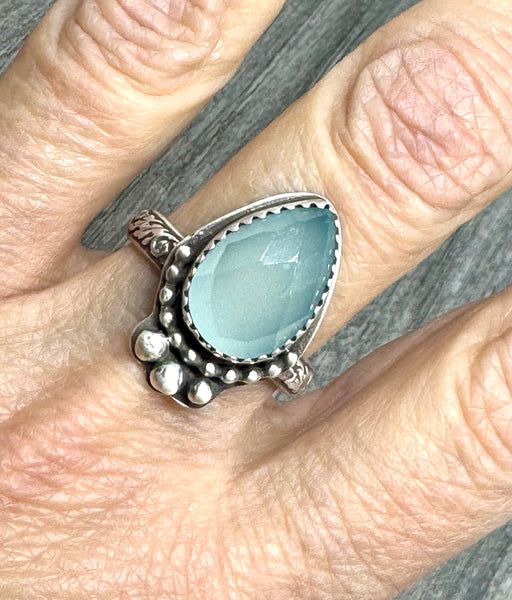 Sage chalcedony and silver ring