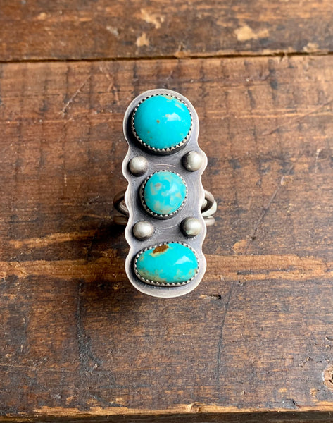 Triple stone Turquoise and silver ring