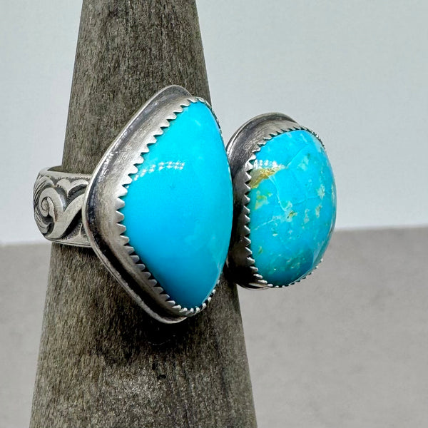 Double Turquoise and silver ring