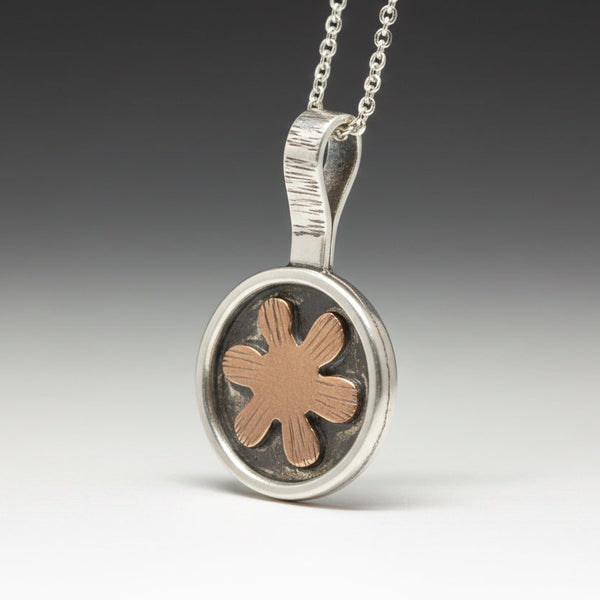 Copper and sterling flower necklace