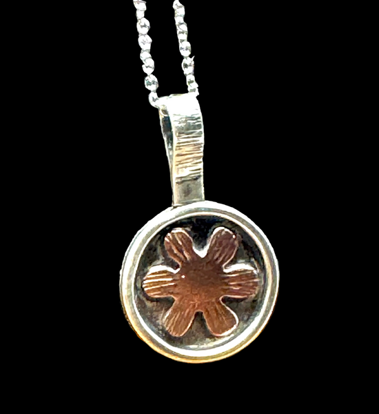 Copper and sterling flower necklace