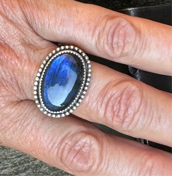 Labradorite and sterling ring