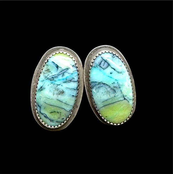 Indonesian opalwood earring studs