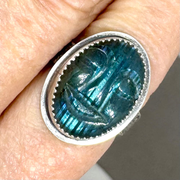 Moon face Labradorite and sterling ring