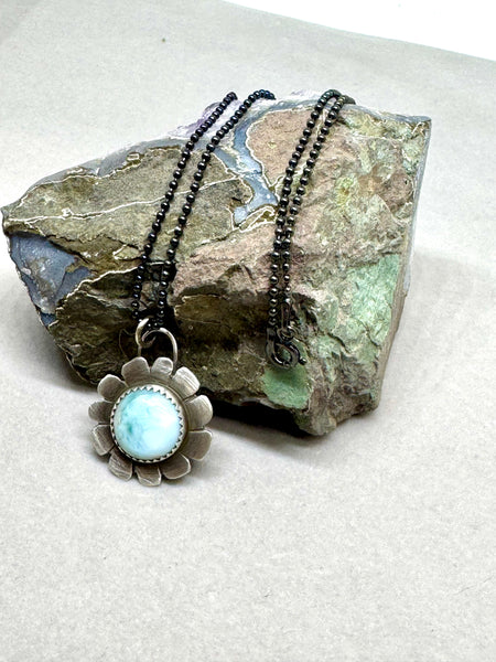 Larimar flower pendant