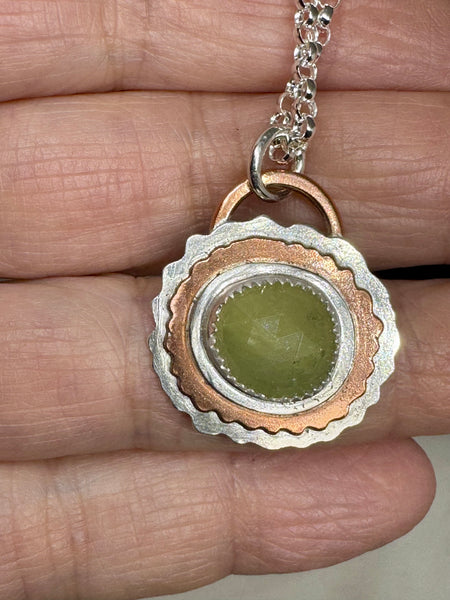 Sapphire , copper and sterling necklace