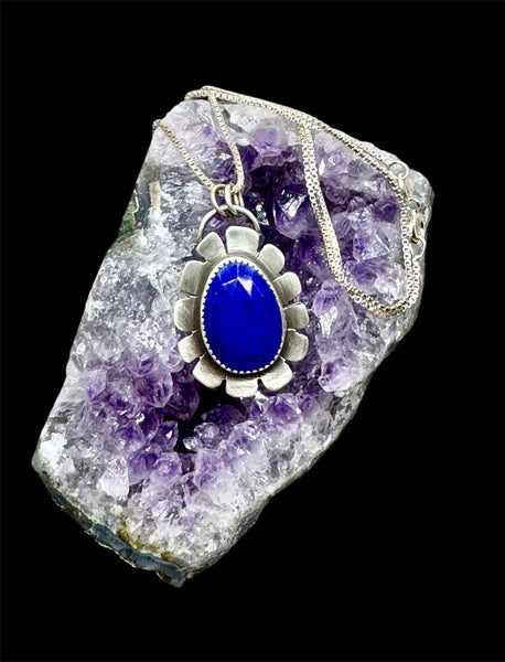 Lapis flower pendant