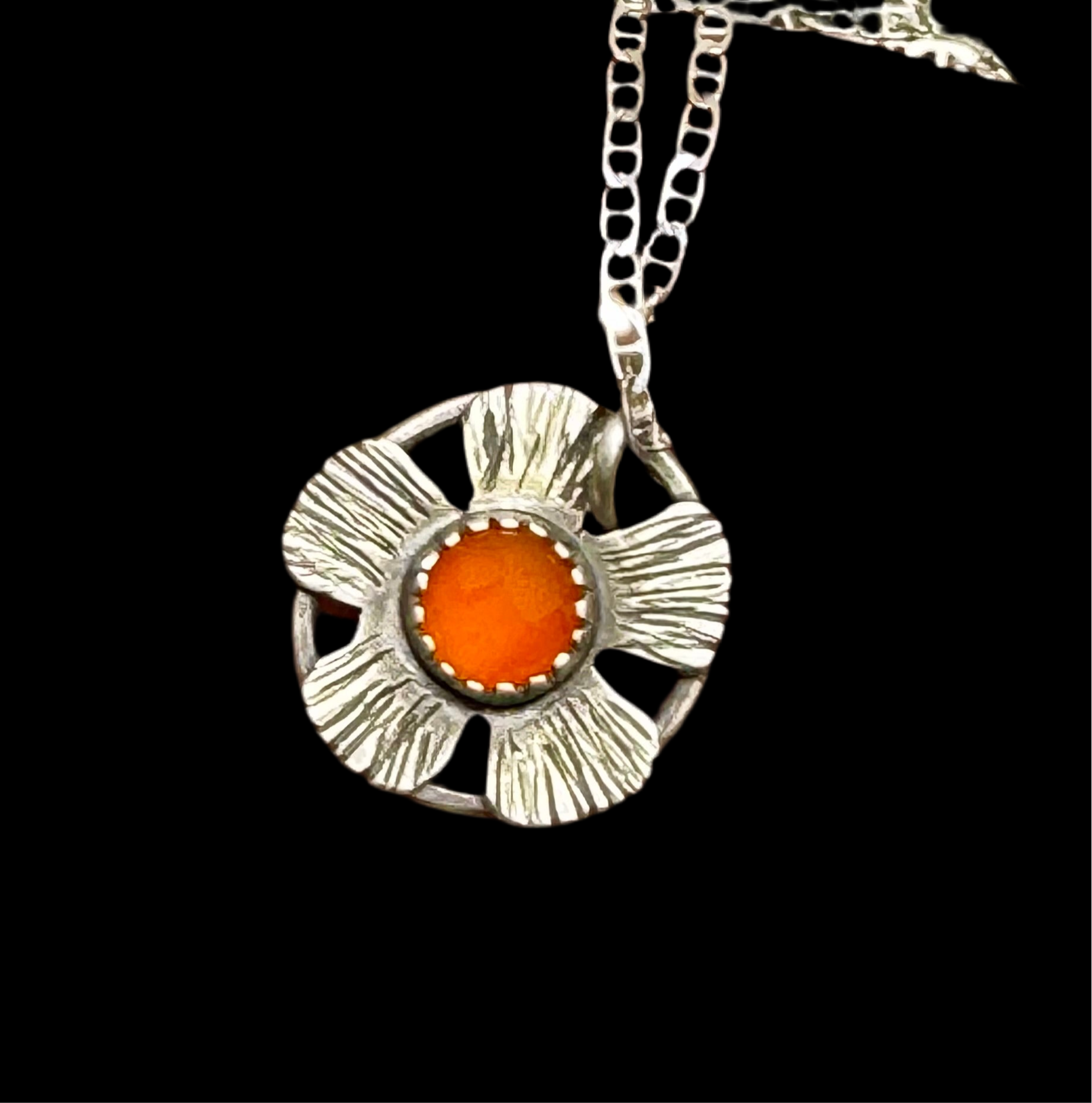 Carnelian flower pendant