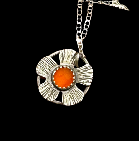 Carnelian flower pendant
