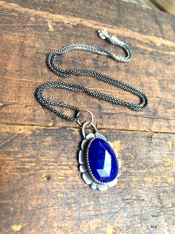 Lapis flower pendant