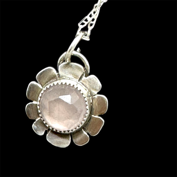 Rose quartz flower pendant