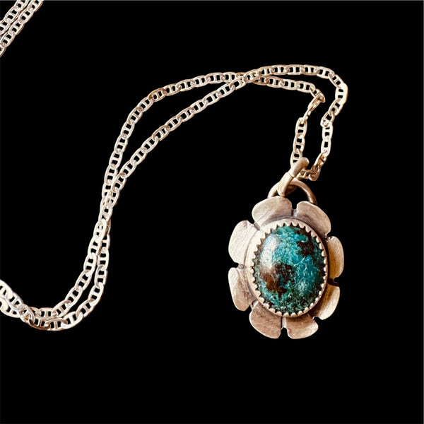 Chrysocolla flower pendant
