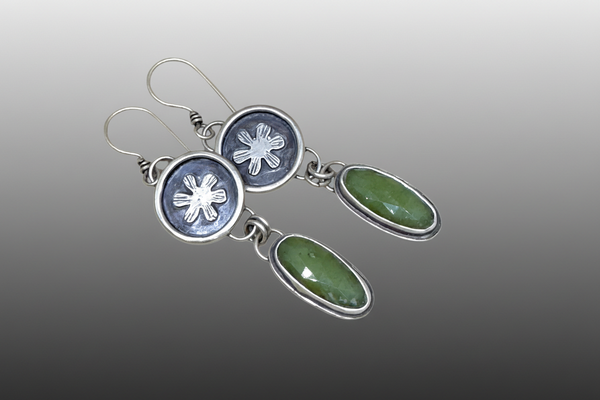 Chrysoprase and sterling dangle earrings