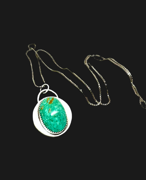 Turquoise Mountain silver pendant