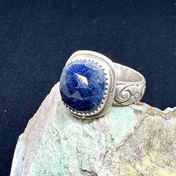 Blue sapphire and sterling ring