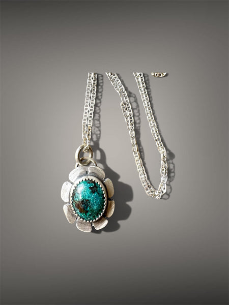 Chrysocolla flower pendant