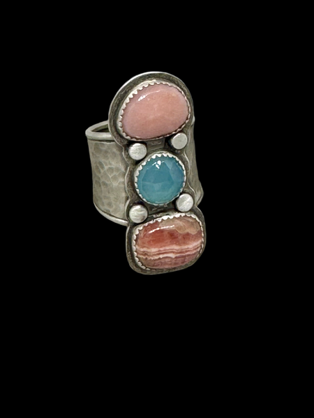 Amazing Triple stone silver ring