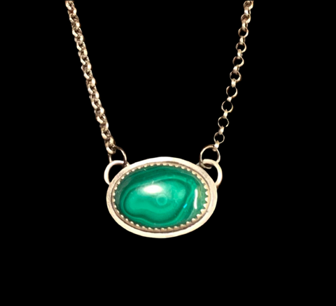 Malachite and sterling pendant