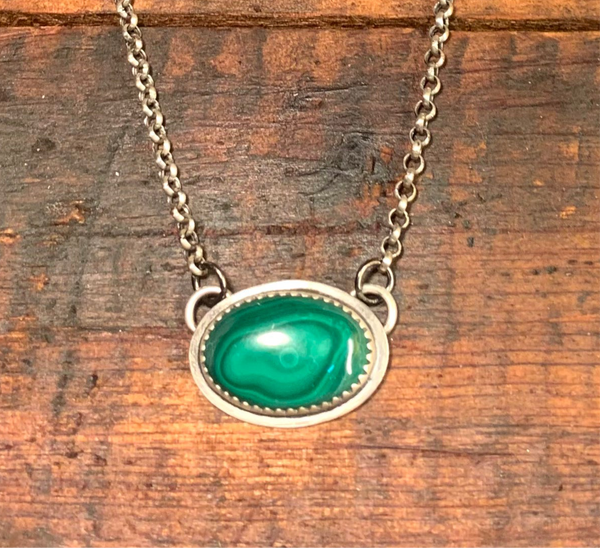 Malachite and sterling pendant