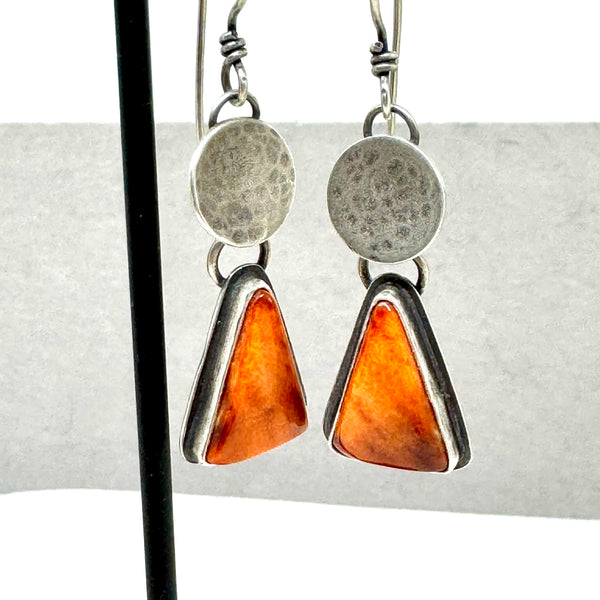 Spiney Oyster and sterling triangle earrings