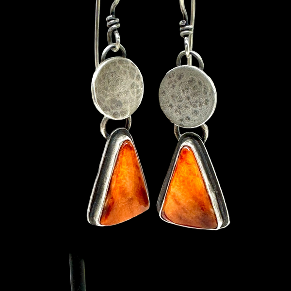 Spiney Oyster and sterling triangle earrings