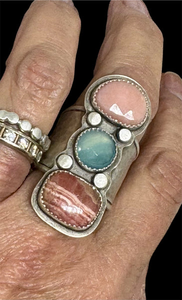 Amazing Triple stone silver ring