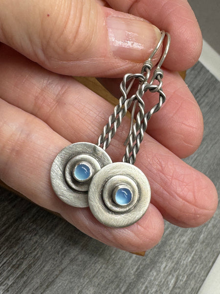 chalcedony circle  dangle earrings