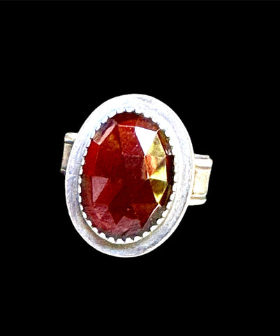 Rosecut garnet and sterling ring