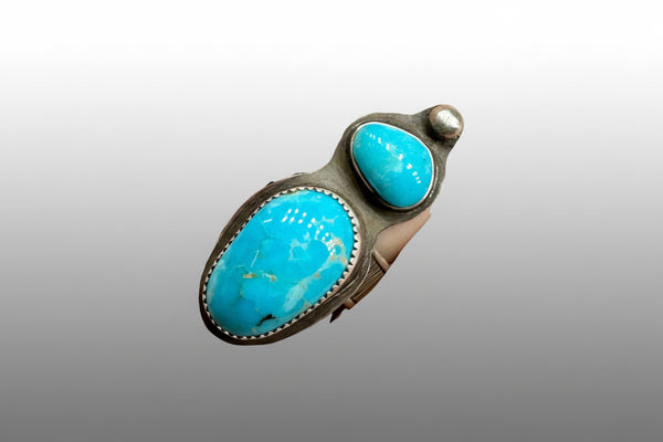 Double Turquoise and silver ring