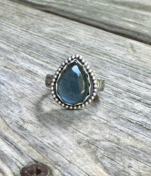 Labradorite teardrop and sterling ring
