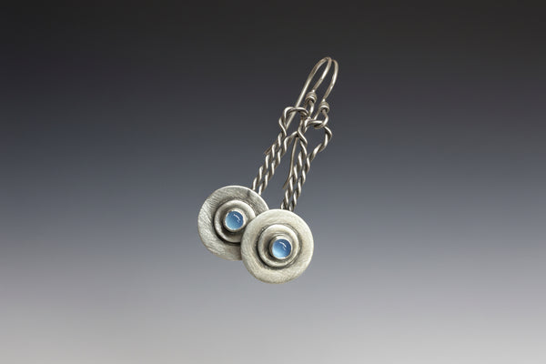 chalcedony circle  dangle earrings