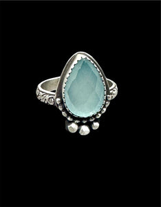 Sage chalcedony and silver ring